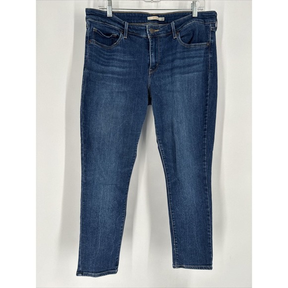 Levi's Womens 711 skinny denim Blue Jeans Sz 32 (34x26) Stretch‎ Mid Rise - Picture 1 of 9